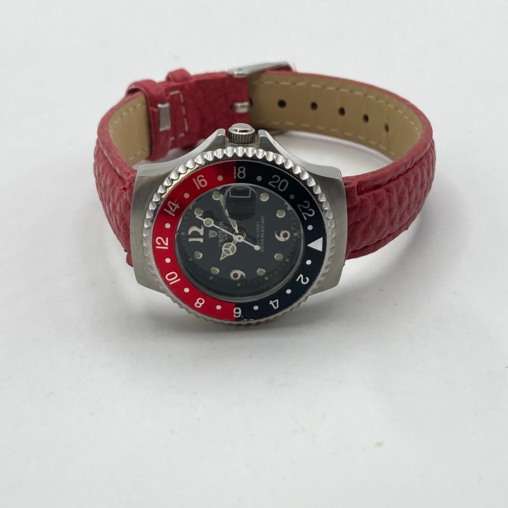 Croton Women's Watch 29mm Silver Tone Coke Bezel Date Diver Style New Battery - Picture 11 of 16